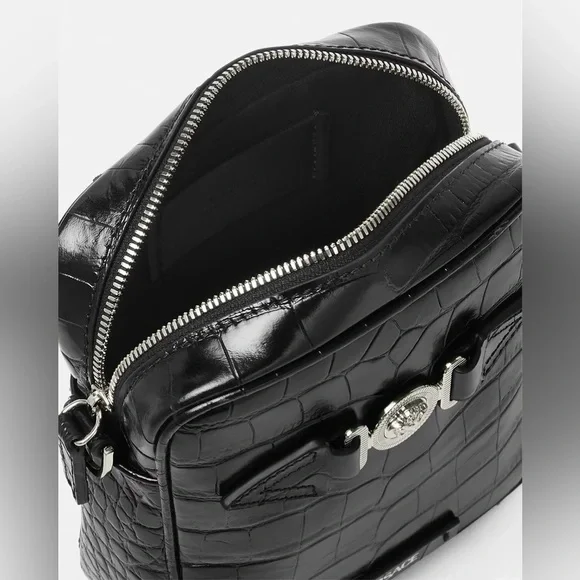 Versace croc effect leather Medusa biggie logo monogram crossbody bag NEW - Picture 4 of 10